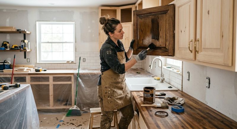 Wood Cabinet Staining in Bloomington, IN